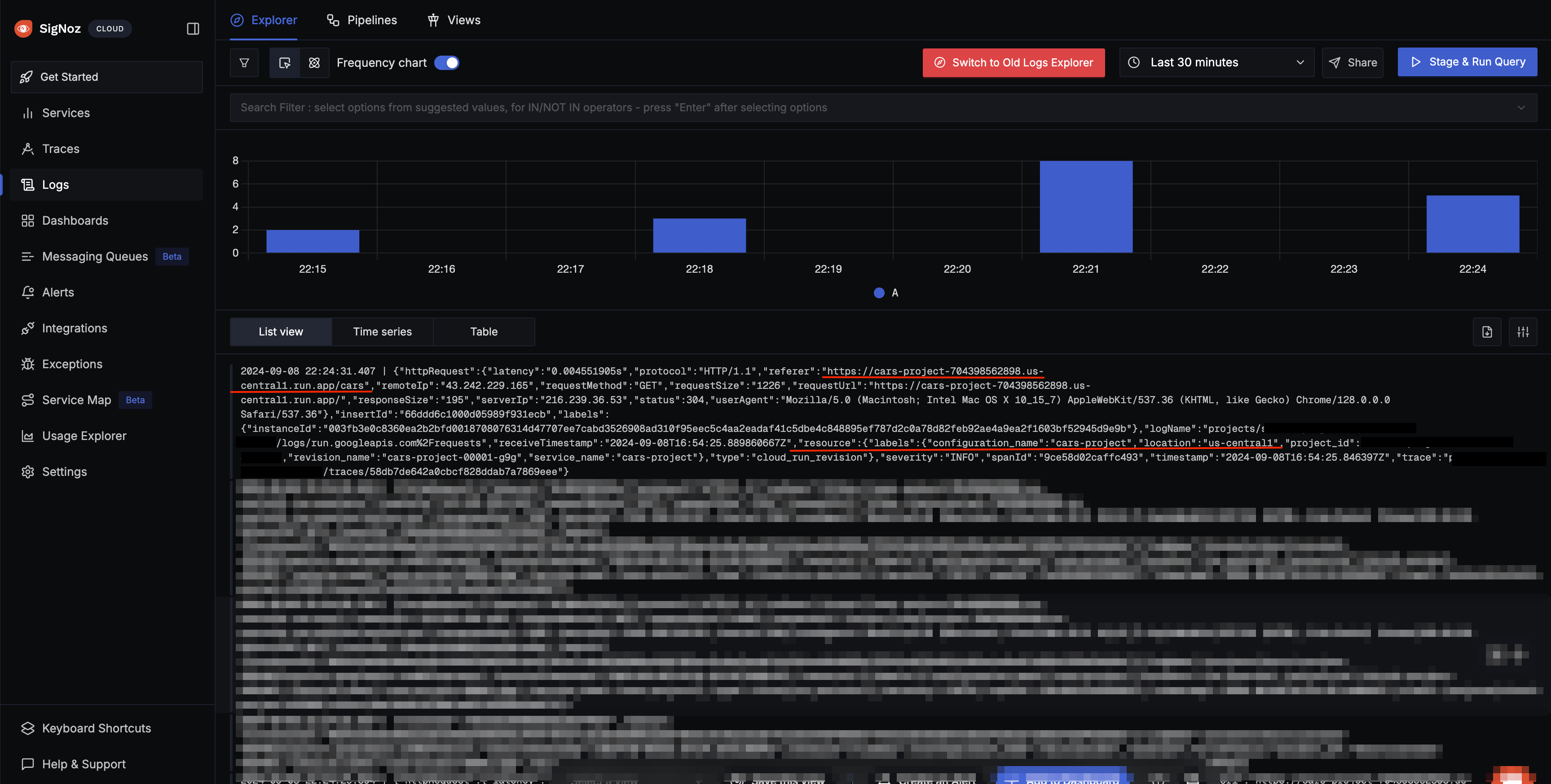 Cloud Run Logs in SigNoz Cloud