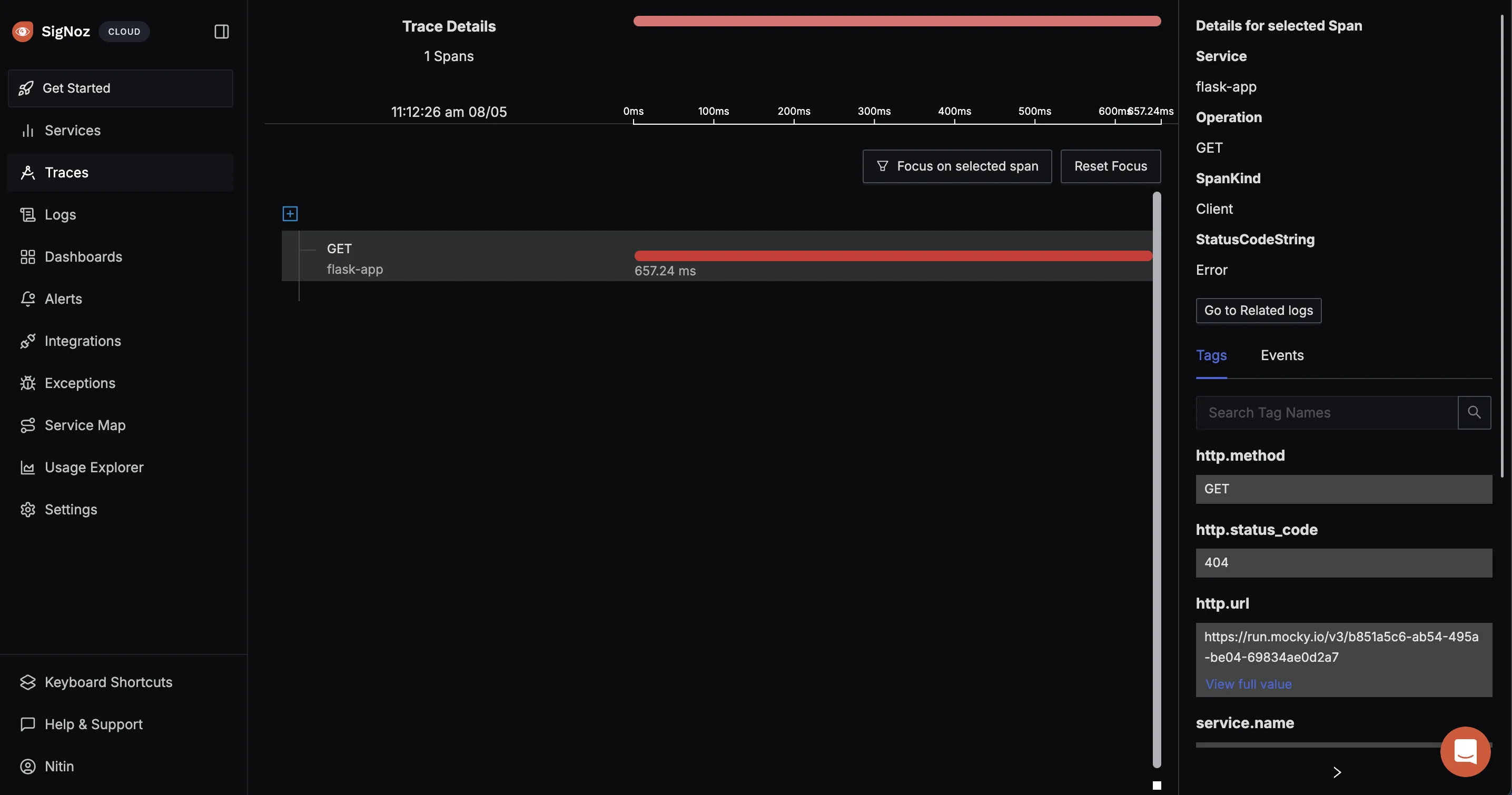 Trace Details of Requests